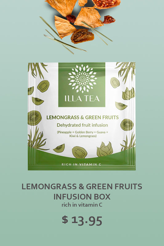 Lemongrass & Green Fruits Infusion Box, rich in vitamin C